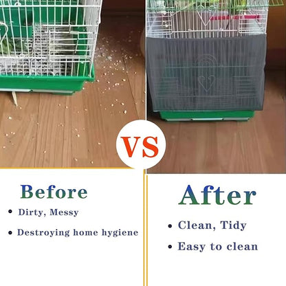 Bird Cage Seed Catcher, Large Bird Cage Skirt Guard, Adjustable Soft Nylon Mesh Bird Cage Netting for Round Square Bird Cages Circumference 60-86Inch