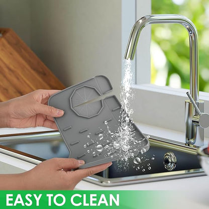 Silicone Sink Faucet Splash Guard Mat, Soap Dish Pad, Drip Catch Sponge Holder