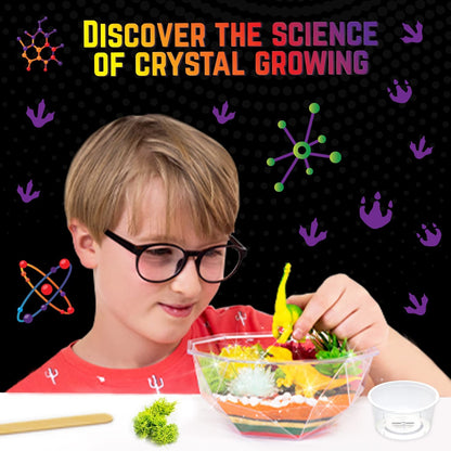 Original Stationery Dinosaur Crystal Growing Kit - Multicolor, 17-Piece, Ages 7 & Up - DIY Science Terrarium Kit with Moss & Dino Figures - Grow Your Own Crystals - Boys Birthday Gifts