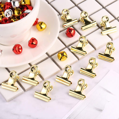 Boao 100 Pcs Mini Gold Metal Clips Small Gold Binder Clips Bulk for Photos, Maps, Drawings, Art Work, Papers, Price Tag, 0.87 Inch
