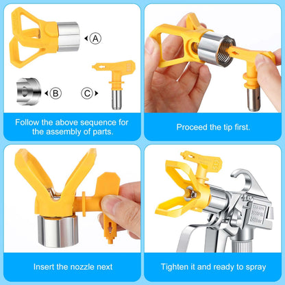 Threlaco 3 Sets 3600PSI Airless Paint Spray Gun with 513/515/519 Tip Swivel Joint High Pressure Airless Paint Sprayer Gun for Pump Sprayer Parts Accessories