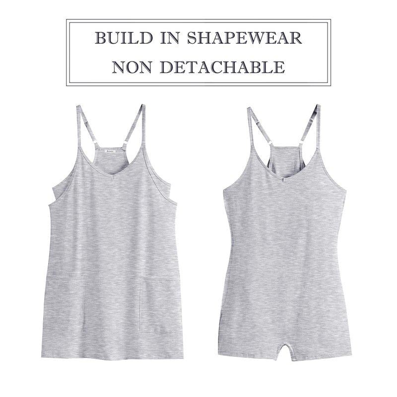 ANRABESS Women Athletic Dress Summer Tennis Workout Active Sports Mini Romper Dress Built in Shorts Travel Vacation Clothes Heather Gray X-Smal
