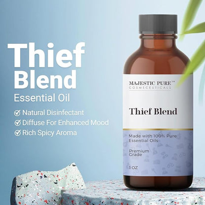 Majestic Pure Essential Oil Blend with Eucalyptus, Rosemary, Lemon & Other Oils | 100% Pure Premium Oil for Uplifting Mood, DIY Products, Cleansing | Essential Oils for Diffusers & Aromatherapy | 1oz