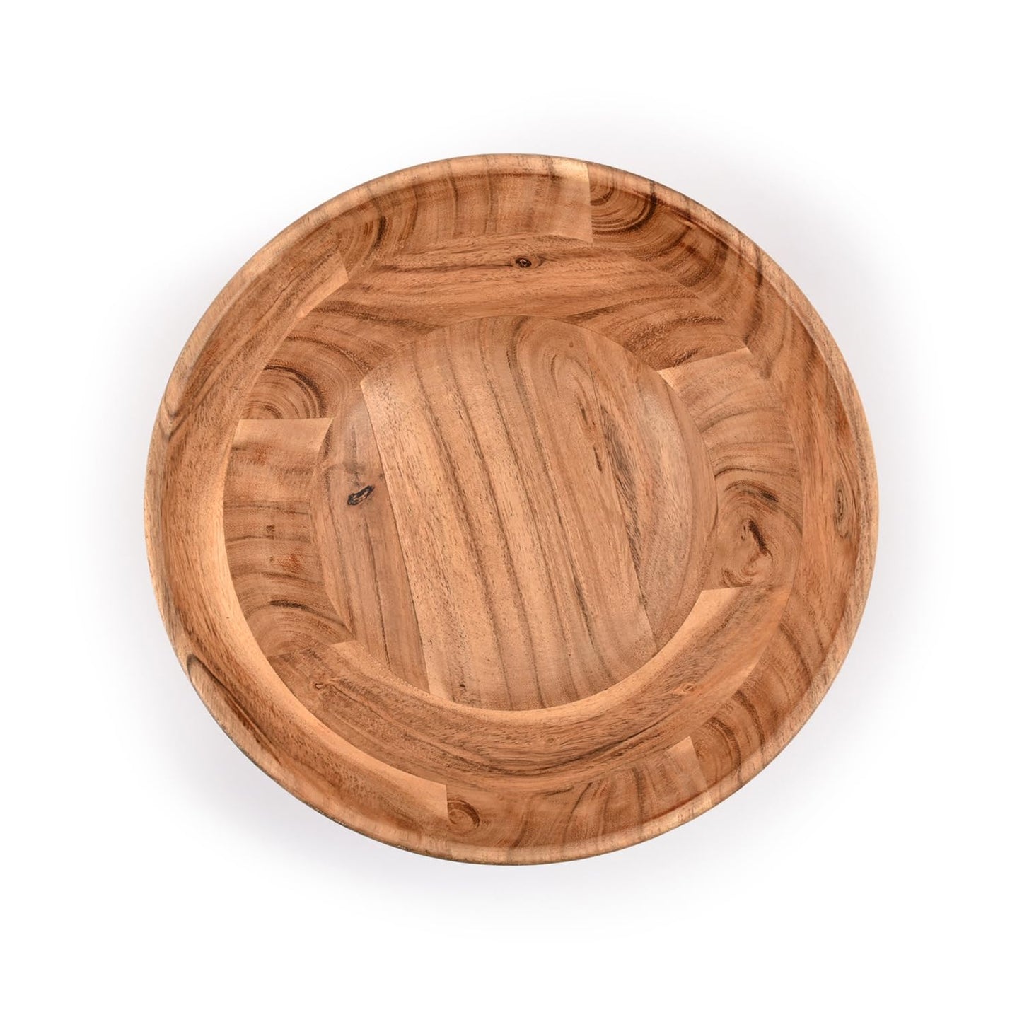 Samhita Acacia Wood Fruit Bowl for Fruits or Salads,Serving Dish Looks Absolute Beautiful With Your Kitchen (10" x 10" X 4")