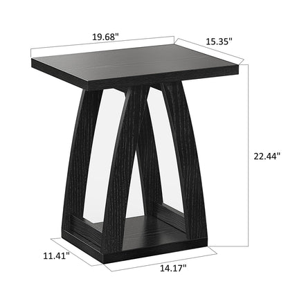 FROMJBEST End Tables Living Room, Side Table Beside Sofa, Nightstand for Bedroom, Couch Side Table with Shelf, Modern End Table for Living Room, Black End Table Set of 2