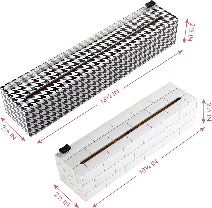 ChicWrap® Subway Tile Refillable 9” Plastic Wrap Dispenser - Includes One 9" x 250' Roll of Professional Grade Plastic Wrap - and Kosher Certified - Reusable Dispenser w/Slide Cutter