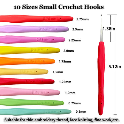 Hobekoee 22 Sizes Crochet Hooks Set with Grey Case,0.5mm-10mm Ergonomic Soft Handle Crochet Hook Needles Set for Arthritic Hands,Complete Crochet Set