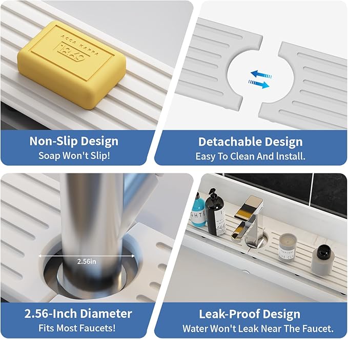 Fast Drying Kitchen Sink Splash Guard, Durable Stone Kitchen Faucet Mat