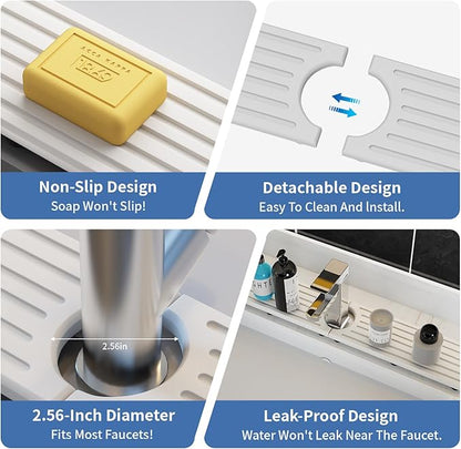 Fast Drying Kitchen Sink Splash Guard, Durable Stone Kitchen Faucet Mat