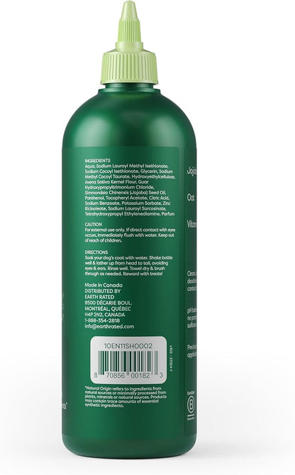 Earth Rated Deshedding Dog Shampoo, Hypoallergenic 3-in-1, Shampoo & Conditioner for Dogs & Puppies, Deodorizing, 98.5% Natural Origin Ingredients, 16 oz