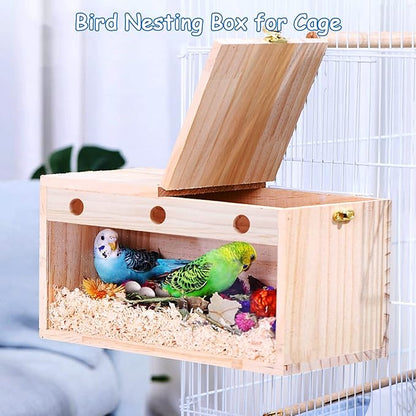 BNOSDM Parakeet Nesting Box Transparent Bird Nest Breeding Box with Perch (M)