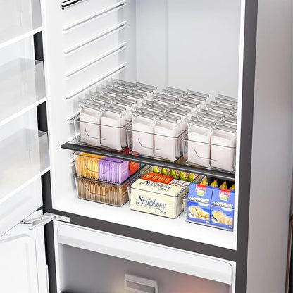 Stackable 4 Pack Snack Organizer for Pantry Shelf,Clear Pantry Organizers and Storage Bins for Fridge,Office,Cupboard,Plastic Pantry Snack Organizer For Breast Milk,Tea Bag,Food Storage Containers