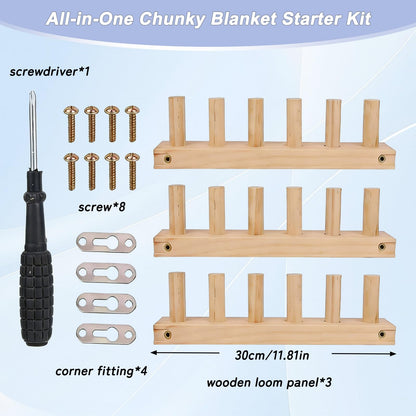 Xiyingcai 35.4" Wooden Chunky Knitting Blanket Loom Kit - Beginner-Friendly Hand Knitting Loom for Chunky Yarn, DIY Blanket Throw Weaving Loom for Adults