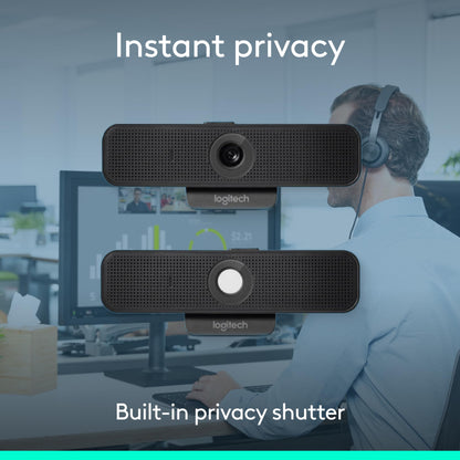 Logitech C925e Business Webcam, HD 1080p/30fps Video, Light Correction, Autofocus, Clear Audio, Privacy Shutter, Works with Microsoft Teams, Google Meet, Skype, WebEx, Cisco - Black