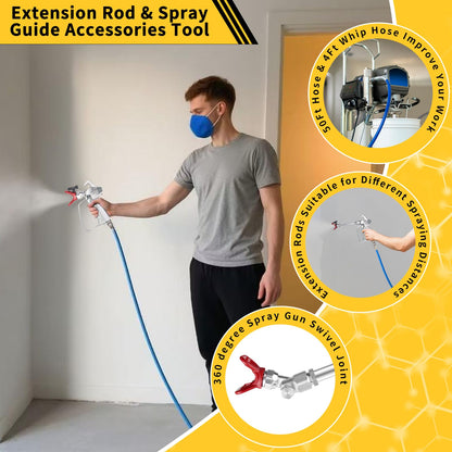 23 Pcs 3600PSI Paint Sprayer Gun Kits,with 50Ft High Pressure Hose,Extension Pole & Spray Tips & Filters &Nozzle Seat etc,Compatible With Graco 390 395 490 495 595 695 795 1095 Airless Sprayer