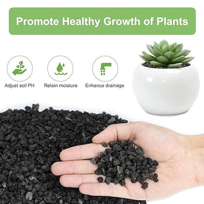 Pulovin 5 lbs Pebbles for Indoor Plants, Succulent, Cactus, 1/5 Inch Small Lava Rock for Plants Drainage, Natural Horticultural Volcanic Rock, Top-Dressing