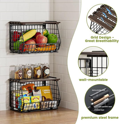 Wire Fruit Basket for Kitchen Storage: Hanging and Counter Wall Fruit Basket