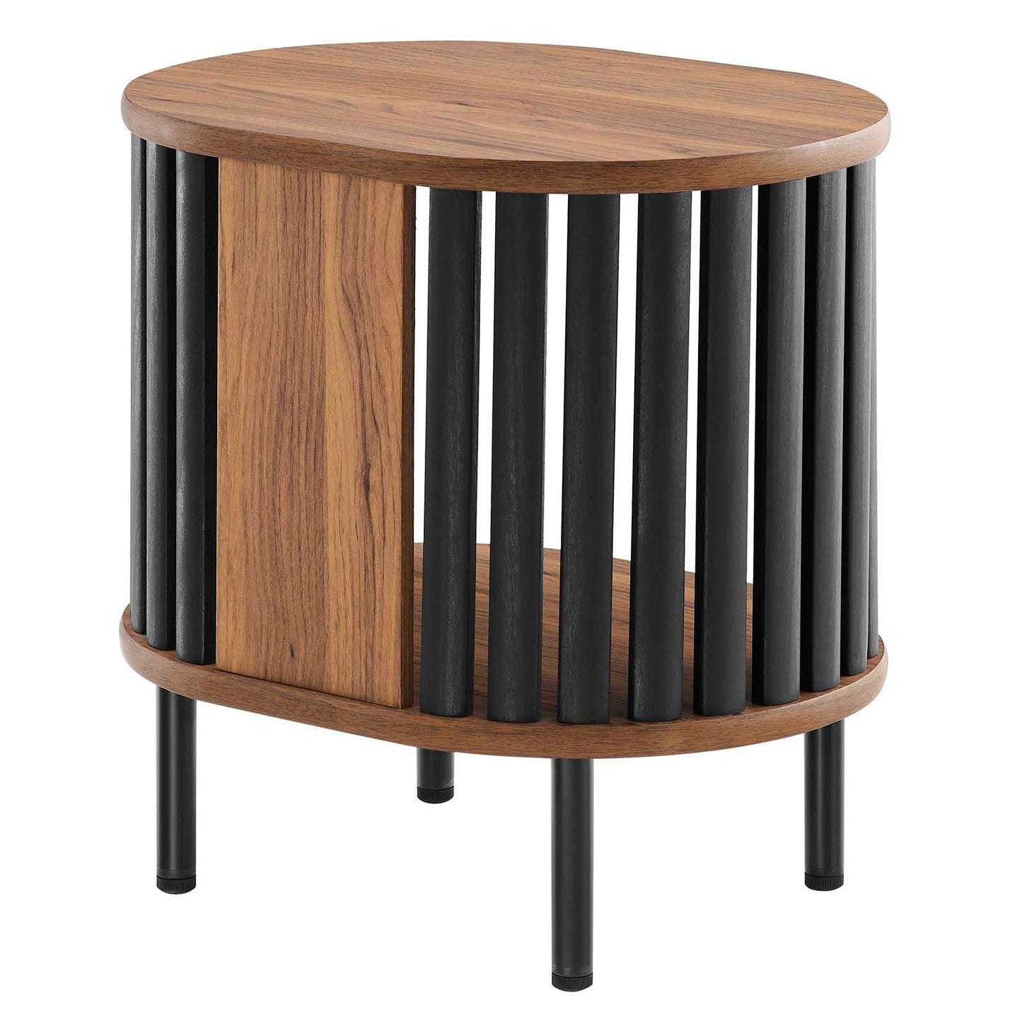Modway Fortitude Contemporary Side Table with Open Storage, Walnut Black