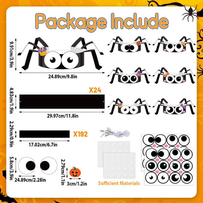 Qyeahkj 24 Sets Halloween Headbands Craft Kits DIY Spider Crown Art Sets Halloween Spider Paper Hat Making Kit DIY Stickers Art & Craft Adjustable Crown Party Decoration Holiday Activities Supplies