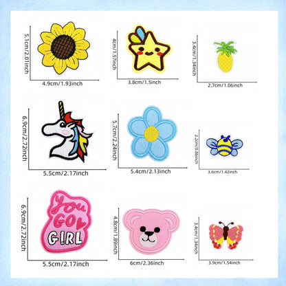 60pcs Random Assorted Styles Iron on Patches, Sew on Repair Embroidered Applique Patches for Hats, Jacket, Clothes, Backpacks – DIY Crafts Gift for Girl