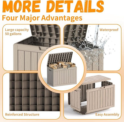 50 Gallon Outdoor Package Delivery Box with Lockable, Resin, Waterproof & Weatherproof Secure Parcel Drop Box for Porch, Outside Storage Boxes(Grey，50 Gallon)
