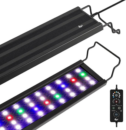 AQQA Aquarium Plant Light Full Spectrum LED Fish Tank Light IP68 Waterproof with 24/7 Natural Mode & DIY RGBW Mode, 9 Colors & 10-Level Brightness Adjustable, 6 Timer Settings for 32"-40" Tank (30W)