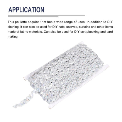 MECCANIXITY 27 Yard Sequins Beaded Lace Trim 0.6 Inch Wave Sequin Braid Trim Strip Paillette Ribbon for Crafts, Embellishments, DIY Sewing Costume, Bling Silver