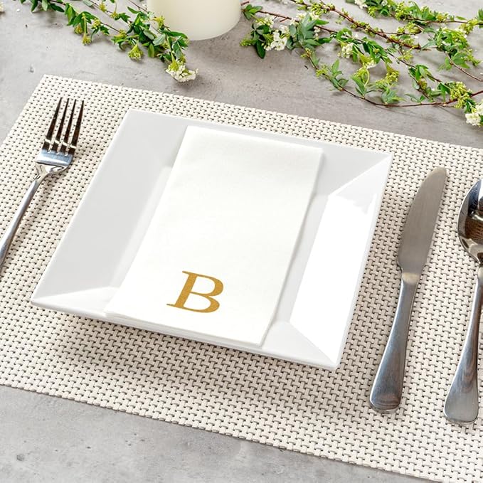 Luxenap 15.8 X 7.9 Inch Linen-Feel Guest Towels, 50 Lettered Hand Towels