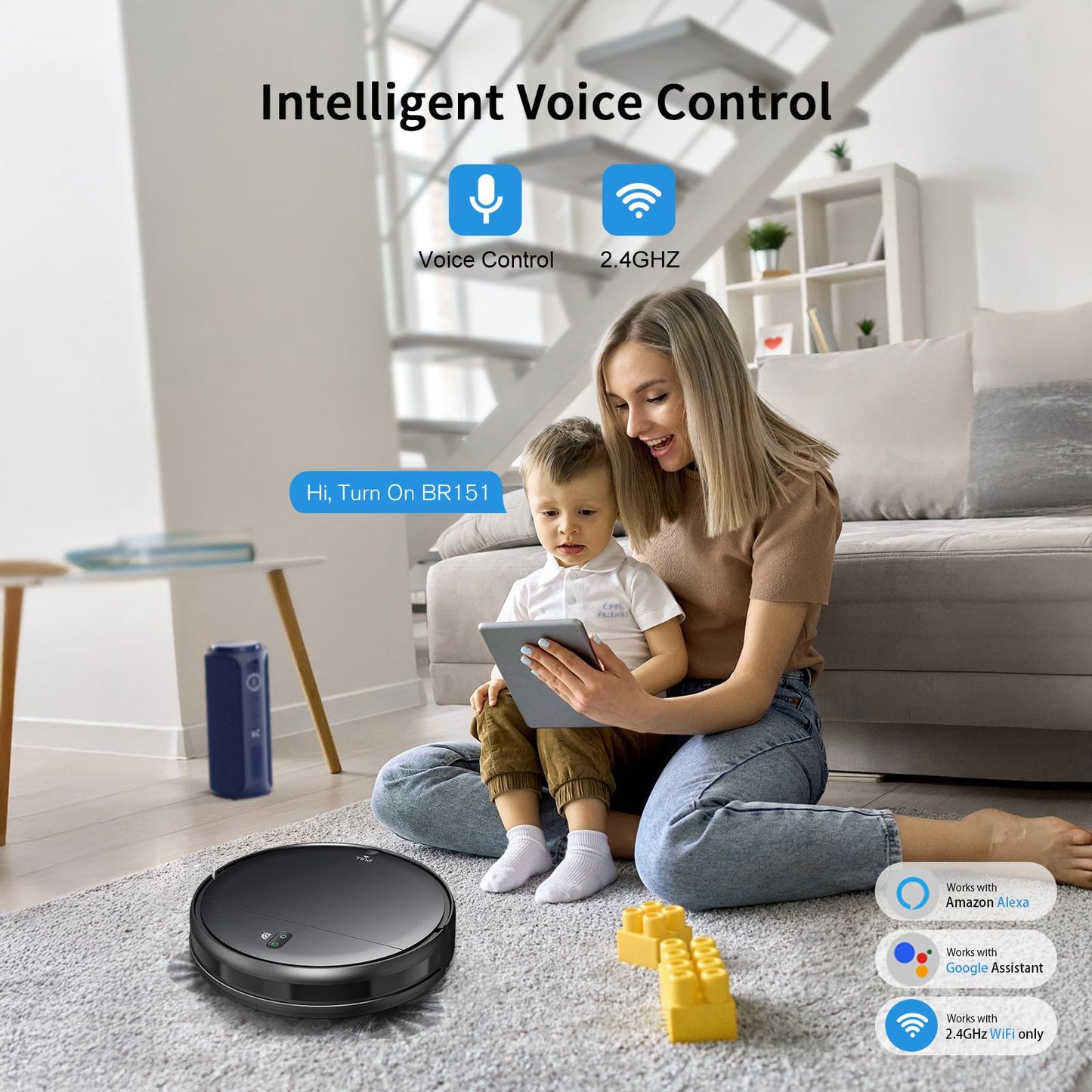 MAMNV Robot Vacuum and Mop,2 in 1 for Carpet & Hard Floor,Robotic Vacuum Cleaner with Alexa/Voice/App,Powerful & Quiet for Pet Hair,Slim 2.87",Self-Charging & Zigzag Path Cleaning