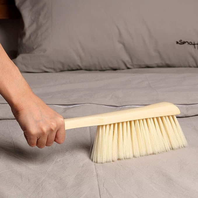 Patelai 2 Pieces Wooden Bench Brushes Fireplace Brush Natural Fiber Bench Soft