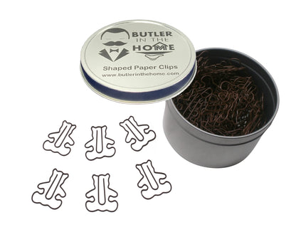 Bear Shaped Paper Clips (100 Count) in Tin – Brown Decorative Clips for Office, Desk Accessories & Gifts – Butler in the Home