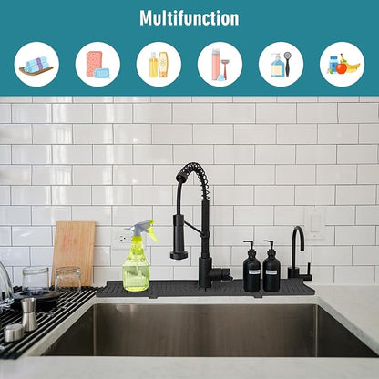 30 Inch Longer Faucet Mat for Kitchen Sink, Silicone Sink Faucet Mat Splash