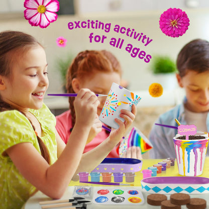 4 Set Paint & Plant Flower Gardening Kit - Gifts for Girls Ages 8-12, Arts and Crafts for Kids Ages 8-12, Kids Gardening Set, Toys Birthday Gifts for Kids Girls Boys Ages 6 7 8 9 10 11 12