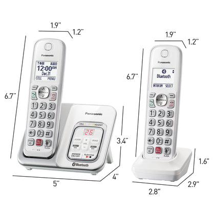Panasonic Cordless Phone with Answering Machine, Link2Cell Bluetooth Home Phones, Voice Assistant and Advanced Call Blocking, Expandable System with 4 Handsets - KX-TGD864W (White)