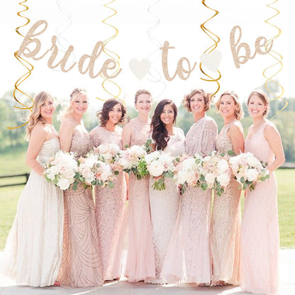 Champagne-Gold Beige Fall Boho Bachelorette Party-Decorations - 21pcs Women Bridal Shower Banner Garland,Bride To Be Paper Streamers Lanterns,Flower Tissue Pom Poms Fan Favors Wedding Decor Huglony