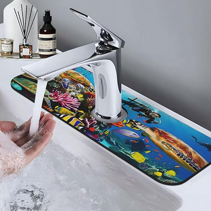 Marine turtle Kitchen sink faucet pad, strong water absorption, anti slip