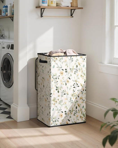 SOLEDI Laundry Hamper with Lid, 90L Tall & Large Floral Laundry Basket