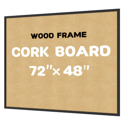 INNOVART Extra Large Cork Bulletin Board 72" X 48" with 40 Push Pins, Corkboard with Natural Wood Frame, Notice Board for Wall, Wall Mount Framed Pin Board for Home, Office, School
