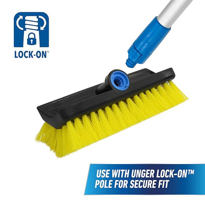 Unger Professional HydroPower Lock-On 10” Bi-Level Scrub Brush, Cleaning