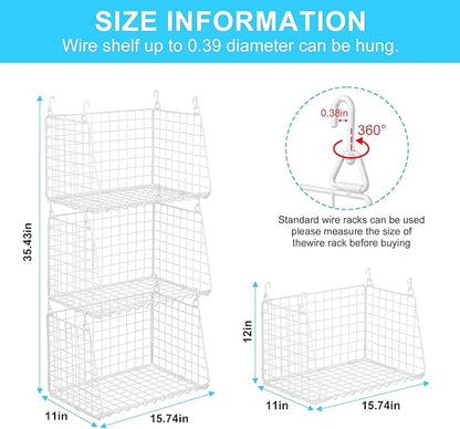 3-Pack Large Hanging Laundry Basket: Wire shelves