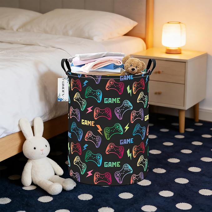 Round Foldable Handle Storage Basket toys Organization Bin Versatile Clothes