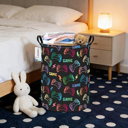Round Foldable Handle Storage Basket toys Organization Bin Versatile Clothes