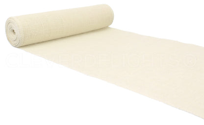 CleverDelights 14" Ivory Burlap Roll - Finished Edges - 10 Yards - Jute Burlap Fabric