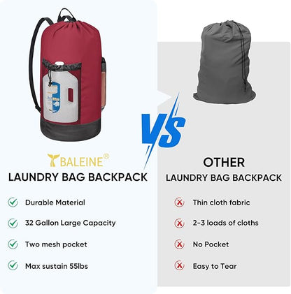 BALEINE 120L Laundry Bag Backpack, 900D Oxford Fabric Large Travel Laundry Bags