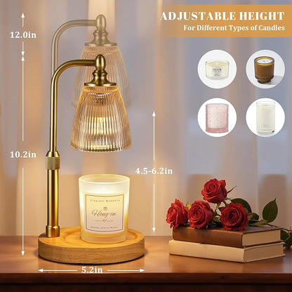 Hong-in Amber Candle Warmer Lamp with Timer Dimmable,Birthday Gifts for Women Sister,House Warming Gifts New Home,Adjustable Height Wax Melt Warmer for Jar Candles,Ideal for Office,Bedroom Home Decor
