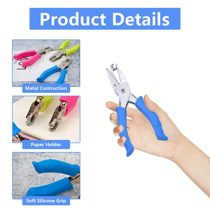 Hyuetrsa 12 Pcs Single Hole Puncher, 1/4 Inch Metal Handheld Hole Punch with Soft Grip, Circle Shape Single Hole Puncher for Craft Paper Labels Greeting Cards Notebook(Multicolor)