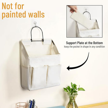 2pcs Wall Hanging Storage Bag, Small Door Closet Linen Fabric Pockets Organizer
