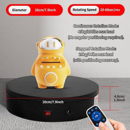 Remote Motorized Electric Turntable Rotating Display Stand Spinning Rotating Platform 360 Photography Turntable lazy susan base giratoria para for Photography,Display,3D Scan,Exhibition rotating table