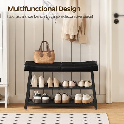 YATINEY Shoe Bench, 3-Tier Shoe Rack, 10-Tier Tall Shoe Rack Organizer, Wooden Shoe Storage for Closet Holds 40 Pairs, HX02BB-SS210BR