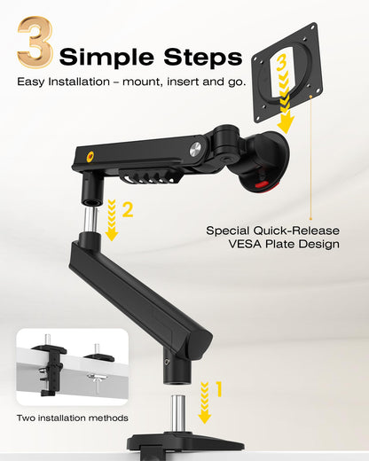NB SmooVex™ Monitor Mount, Monitor Stand fits up to 32 Inch, Mechanical Spring Mount, VESA 75/100 mm, Model-A5(Black)
